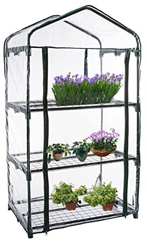 Serre de Jardin en Aluminium avec Porte Enroulable Culture des Tomates et Légumes Couverture PVC Transparente