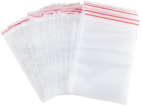 Carehabi 100 sacchetti con zip, sacchetto con zip richiudibili, trasparente con cerniera, sacchetto di plastica con zip, sacchetto di plastica trasparente, sacchetti trasparenti (8 x 12)