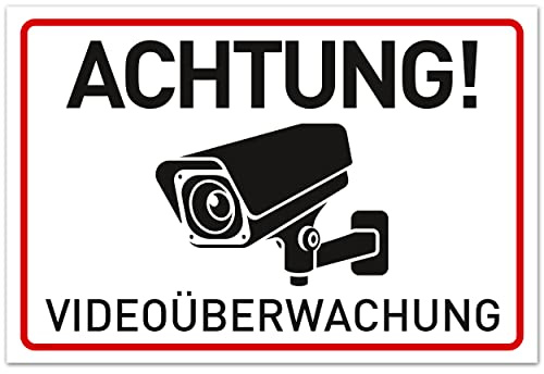 Achtung Videoüberwachung Schild (30x20 cm Kunststoff) - Warnschilder und Hinweisschilder - Videoüberwacht Schilder