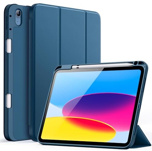 JETech Hülle für iPad (A16) 11./10. Gen, Blaugrün | Für 2025/2022 Modell, Weiches TPU, Pencil Holder, Dreifach-Ständer, Stoßfestes Leichtdesign