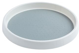 Lazy Susan Drehteller 30 cm, drehbarer Organizer, großes Maß, rutschfestes Gewürzregal, 360 Grad drehbarer Gewürz-Organizer für Küche, Speisekammer, Kühlschrank, Weiß/Grau