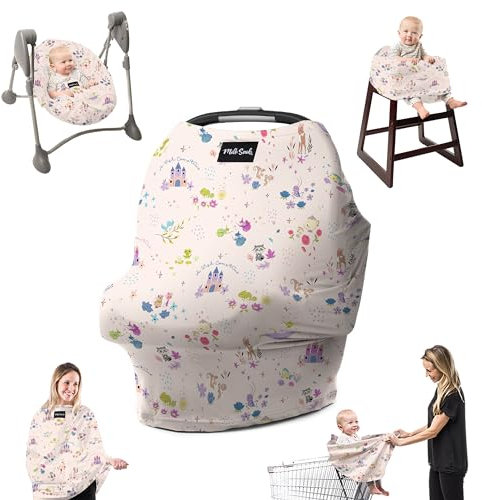 Milk Snob Original Disney 5-in-1 Bezug – Multifunktionale Babytrage mit Stilltop-Funktion | Stilltuch für unterwegs, Kinderwagen Sonnenschutz, Bezug für Babyschale, etc (A Wish Come True)