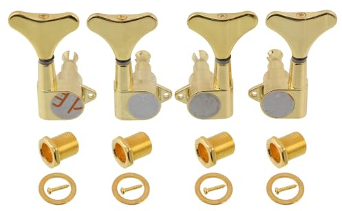 LYWSMSK Gold versiegelte Bass-Mechaniken Stimmwirbel 2R2L für 4-saitige Bassgitarre Ersatz