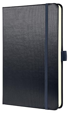 Sigel CO404 Notizbuch A5 kariert grau metallic, Hardcover, 194 nummerierte Seiten, nachhaltiges Papier, mit Inhaltsverzeichnis, Stiftschlaufe, Falttasche, Gummibandverschluss, Conceptum