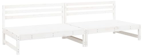 vidaXL Garten Ecksofa 2 STK., Modular Gartenmöbel, Sofa Lounge Sessel für Garten Terrasse Balkon, Gartensofa Gartensessel, Weiß Massivholz Kiefer