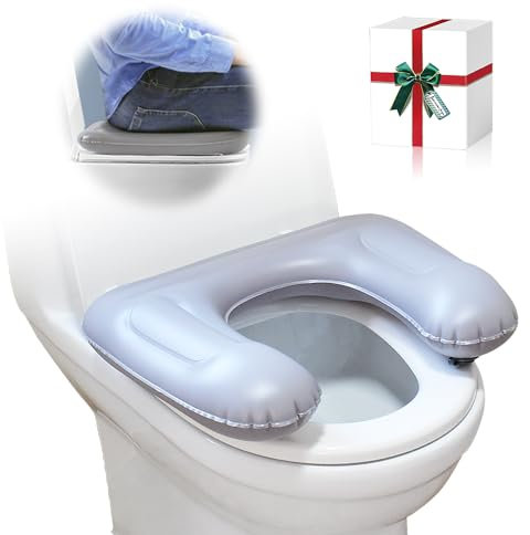 Aufblasbares Toilettensitzkissen, erhöhtes Donut-Kissen, höhenverstellbarer Toilettensitz, Toilettenstützkissen für Erwachsene, Senioren, ältere Menschen, Behinderte, Steißbein Schmerzlinderung