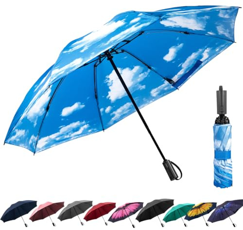 ACEIken Sturmfester Automatik Regenschirm - Kompakter,Faltbarer 106/116 cm | Taschenschirm für Herren und Damen,8 Rippen,Wasserdicht und Winddicht,Ideal für Reisen und Alltag
