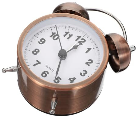 TOPPERFUN Doppelglockenwecker Metallbeschichtete Tischuhr Klassische Haushaltswecker Mit Schellengong Für Home Office Schlafzimmer Dekoration Ohne Batterie