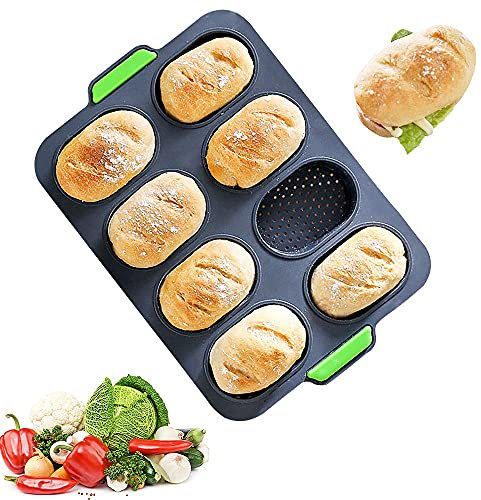 LYFDPN Silicone Baguette Pan Mini Baguette Baking Tray, Bread Crisping Tray Hot Dog Molds, Non-Stick Perforated French Bread Loaf Baking Mould, Toast Cooking Bakers Roll Pan Sandwich Mold/49/2730
