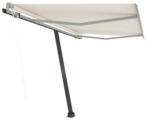 ShCuShan Standmarkise Automatisch 350x250 cm Cremeweiß Senkrechtmarkise AußEn Balkon Regenschutz