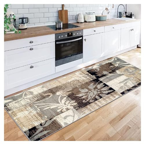 Siunwdiy Küchenläufer Teppich Flur rutschfest 40x260cm Vintage Läuferteppich Patchwork-Muster Waschbar Lang Teppichmatten Läufer Teppich Flur Schlafzimmer Korridor Innenbereich