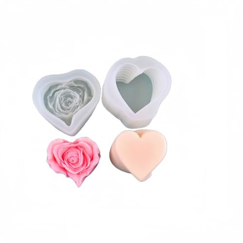 Silikon-Kerzenformen 2 Stücke Herzförmige Rose Liebhaber Silikonform Aromatherapie Kerze Seife Diy Ornamente - Grau
