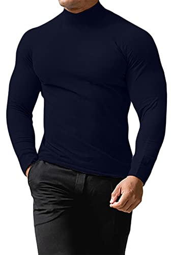 Cooleep Polotröja Herr Vinter Bomull Tröja Tröja Polotröja Långärmad Herr M-3XL, Mörkblå, L