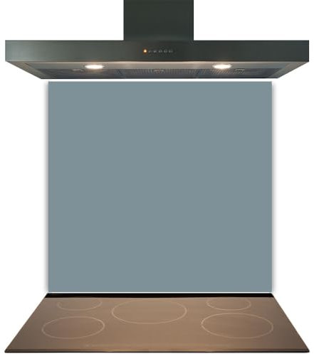 C2G Coloured Toughened Glass Splashback for Kitchen, Tempered Heat-Resistant Glass Splashbacks with Polished Edges for Cooker and Hob Backsplash (Denim, 60 x 65cm)