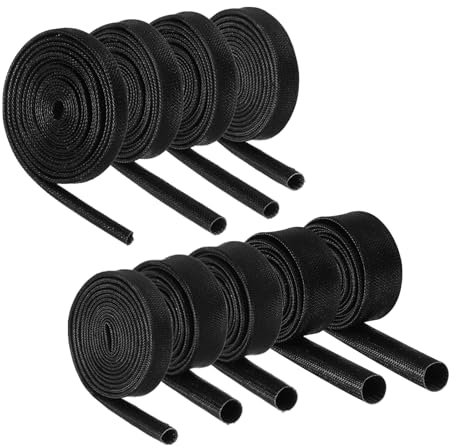 sourcing map Insulation Braided Cable Sleeve,3.3Ft-2/3/4/5/6/7/8/10/12MM ID Black,High Temp Silicone Coated Fiberglass Sleeving for Cable Wrap, Automotive Hose Wiring Protection