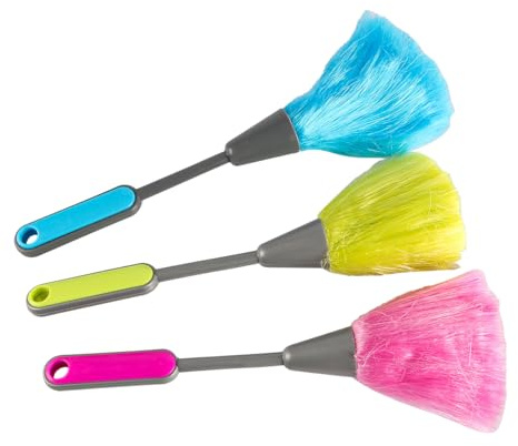 ieron 3st Fluffy Kitchen Duster Laptop Tangentbord Fönster Duster Datorskärmsrengörare Mini Dust Bar (blå, grön, röd)
