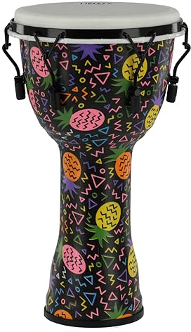 GEWA Liberty Djembé accordatura meccanica (ganci di tensione) - Diametro: 10 (25,4 cm) - Altezza: 19,5 (49 cm) - Numero di tiranti: 6 - Motivo: Pineapple
