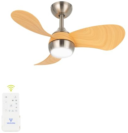 FANSHAIN Ceiling Fan with Light for Bedroom: 30 Inch Small Quiet Ceiling Fan with Remote Control - 6 Speeds and 3CCT - DC Motor Reversible - Indoor Outdoor Use - 3 Blades Log