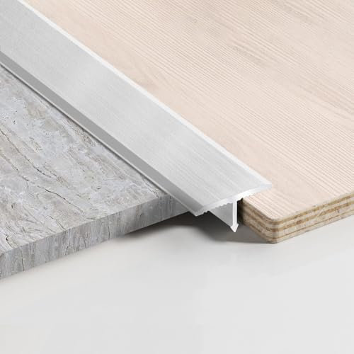 Profilo Alluminio di Transizione Pavimento 3 pezzi, Profilo a T di Raccordo per Pavimenti, 900 x 20 mm, per Transizioni tra Piastrelle, Pavimenti, Moquette, Argento