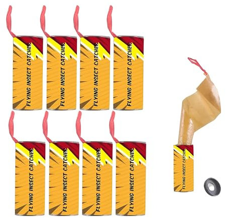1ABOVE 8pcs Flying Insect Catcher, Sticky Paper, Fly Traps, NO Fumes, NO Mess Sticky Tape for CATCHING Insects for Home Use Indoor and Outdoor