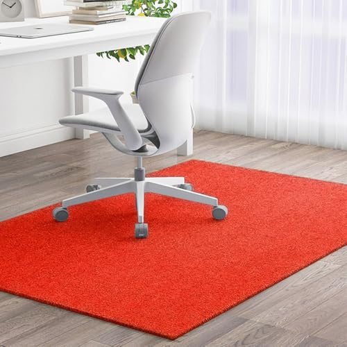 Odot Alfombra para Silla de Escritorio Grande, Alfombra Protectora Suelo Silla Ruedas Antideslizante Gaming, Tapete de Protección de Oficina, para Parqué, Suelos Duros (Rojo,90x120cm)