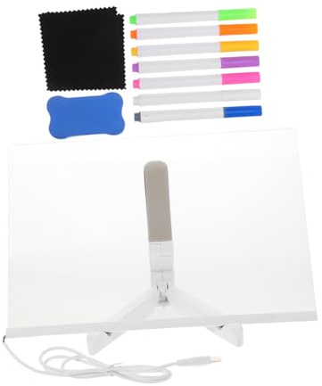 Alipis Tablero de Notas Mensajes Divertidos y Soporte Ajustable Acrílico LED 7 Marcadores Coloridos para en Fáciles de Usar Condiciones de Poca Luz