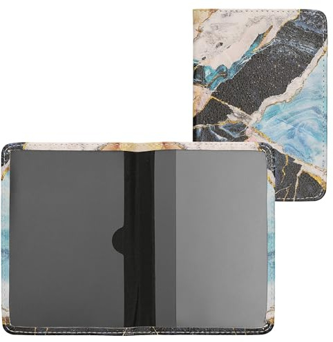 kwmobile Funda para permiso de circulación de coche en cuero sintético - Espacio para tarjetas - 9.2 x 13 CM doblado - de mármol clásico