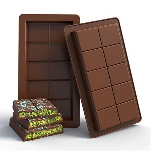Schokoladenform Silikon Extra Tief - 2 Stück Lebensmittelechte Dubai Schokolade Form für Pralinen & Schokoladentafeln, Spülmaschinenfest