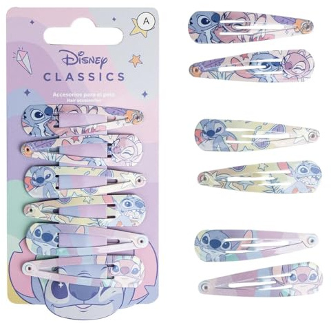 Accessori per capelli Stitch Disney confezione da 6 pezzi mollette clic clac per bambini