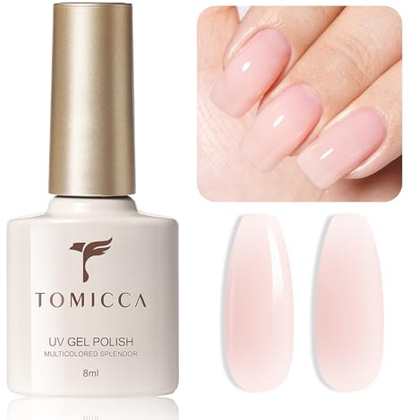 TOMICCA UV nagellack mjölky rosa gel nagellack UV/LED 8 ml | Blötlägg gel nagelpolering lämplig för nybörjare nagelkonst salong gör-det-själv hem