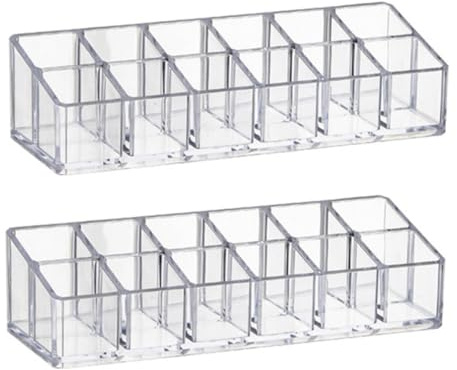 VALICLUD Organizador de Cosméticos Diseño de Compartimentos de Plástico Transparente 2 Piezas para Lápices Labiales y Brillo de Labios para Escritorio y Tocador