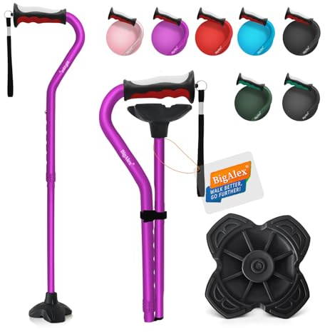 BigAlex Faltbarer Gehstock für Damen & Herren, Gehstöcke mit Ergonomischem Komfortgriff, Gehhilfe für Mehr Stabilität & Mobilität, Leicht, Tragbar, rutschfest, Höhenverstellbar - Ideal für Senioren