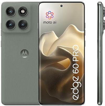 Motorola Edge 60 Pro Smartphone (6,67“-Super-HD-Display, 50-MP-Kamera mit Moto-KI, 8/256 GB, 6000 mAh, Android 15) Pantone Shadow, inkl. Schutzcover