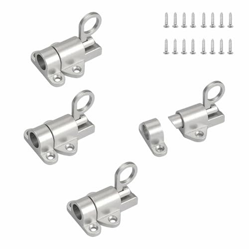 4 Pieces Verrou Porte à Rebond Loquet Porte en Alliage D'aluminium avec Vis Loquet à Ressort Automatique Petit pour Portes en Bois Fenêtres Portes de Placard (Argent)