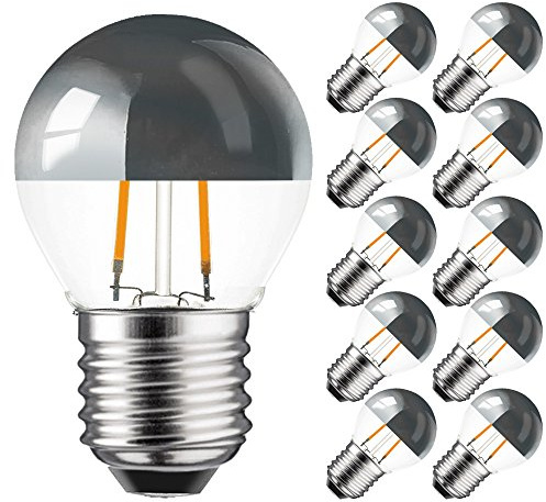 NCC-Licht 10x LED Kopfspiegellampe P45 Tropfen E27 2W Extra Warmweiß 2200K | LED Leuchtmittel mit Kopfspiegel ersetzt 25W Glühlampe mit E27-Sockel, ideal für Schminktisch Spiegel und Deko