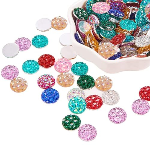 PandaHall Elite 13 Farben 130 stücke Halbe Runde 12mm Harz Cabochons Für Ohrring, Armbänder, Halskette Machen Und Dekoration