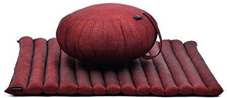 Leewadee Meditationsset - Meditationsset aus Kapok, Kissen und Meditationsmatte Zafu und Zabuton, Rot