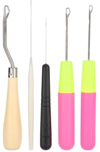 Set di aghi per uncinetto con gancio a scatto 5 pezzi, gancio con gancio per uncinetto piegato, gancio con gancio piegato in legno per capelli con treccia, sciarpa artigianale