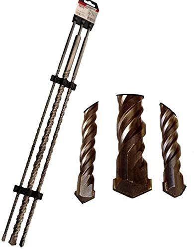 SDS-Plus-Steinbohrer, 3-tlg. Satz 1500 mm Betonbohrer-Set 1,5 m 1500mm lang Größen 12 16 24 mm Doppelspiralnut SDS Plus Bohrer Mauerbohrer XXL lang