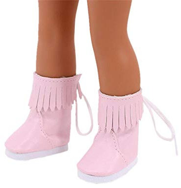 Aeromdale Puppenschuhe Quaste Schuhe mit Schnürsenkeln für 14,5 Zoll 32-34 cm BJD Puppe Geschenke für Mädchen - Rosa A - 1 Paar
