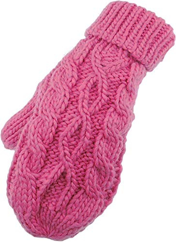 Scaldamani da donna e ragazza, maglia grossa, lavorata a maglia, maglia a treccia, termica, foderata in pile termico, ideale per sci e attività all'aperto, ideale come regalo di Natale e compleanno,