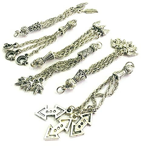 Perlin Set med 5 tespih-tofsar, tofsar, puskkyl, silvermetall för radband, Tasbih Tespih-kedja, Misbaha Subha muslimsk islamisk radband, bönetillbehör