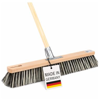 BawiTec OssiBlitz-Mix Straßenbesen, 100cm Besenbreite, Besen mit Stiel | Inkl. Stiel 160cm Länge Ø2,8cm, Harte Arenga Borsten-Mischung, Robuste Borsten, Für Draußen