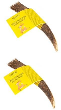 Niving Multipack 2 Corna di cervo intere per cani | Riduce placca e tartaro | Antistress naturale | Masticativo naturale e resistente | Snack premium (S)