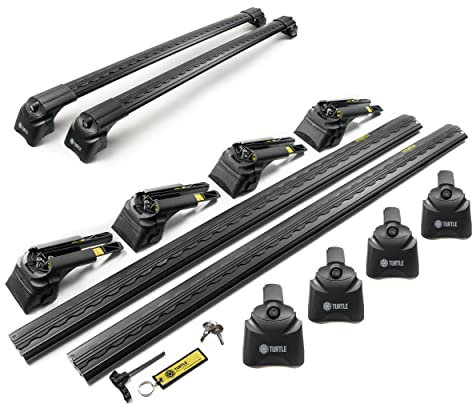 Turtle AIR1 | Dachgepäckträger Dachträger | Kompatibel mit Seat Alhambra II 2010-; Dient der Montage von Dachboxen, oder Dachfahrradträger, Leiter | Robuste Konstruktion aus Aluminium | TÜV