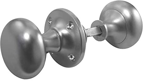 IRONMONGERY HARDWARE ONLINE Satin Chrome Victorian Mushroom Rim Door Knobs 50mm
