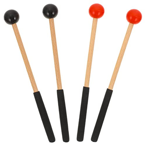 SUPVOX 2 Pares Palillo De Tambor Accesorios para Baquetas Martillo De Marimba Baquetas De Instrumentos Musicales De Cabeza De Goma Lengua Palo De Instrumento Madera Portátil Niño