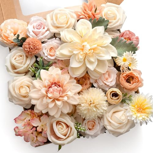 Mocoosy assortiti seta fiori artificiali, fiori finti misti rose peonia dalia con stelo per bouquet da sposa artigianali DIY, centrotavola,fiori torte,composizioni,decorazioni per la casa delle feste
