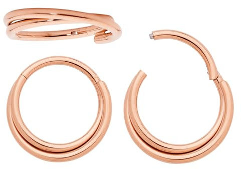 365 Sleepers Titan 1,2 mm Doppelring Segment Nasenring Hoop Knorpelohrring Septum Clicker Klappbarer Lippen Conch Daith Helix Rook Tragus Lobe Snug Piercing Schmuck