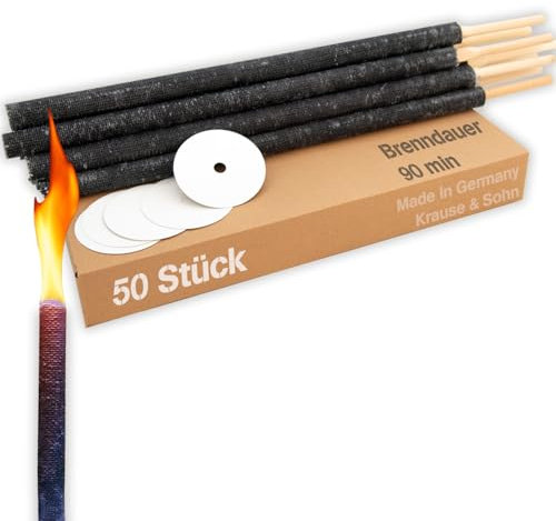 Wachsfackeln 60 cm lang Brennzeit 90 min Gartenfackeln mit Tropfschutz für die Hand Fackel Feuerfackel mit 12 cm langem Griff Fackelwanderung Outdoor Gartenparty Garten-Deko (100)